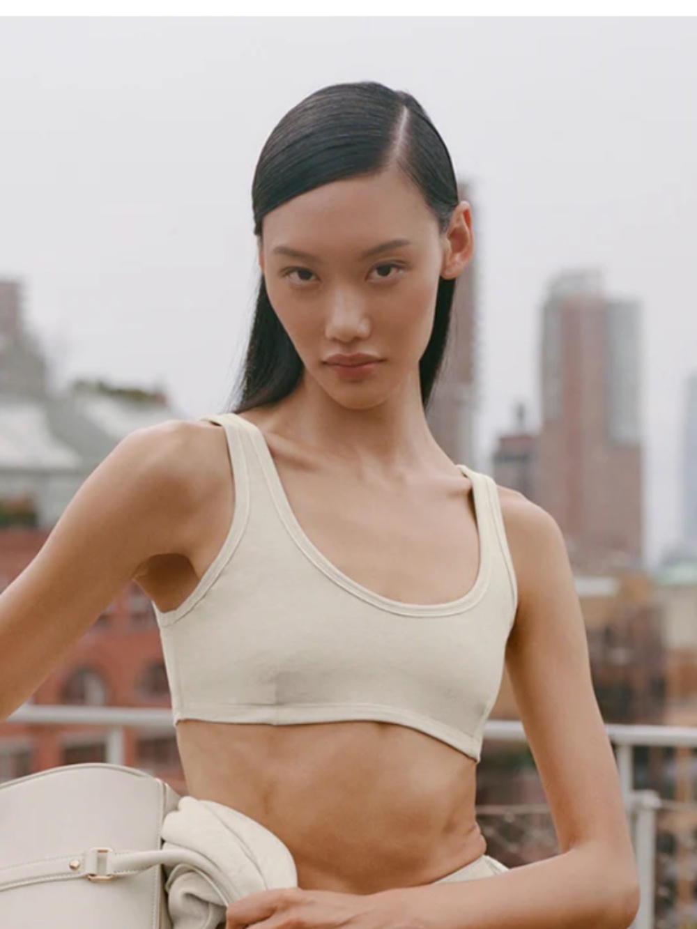 Alo Yoga Alosoft Center Stage Bra Size S Oatmeal Heather